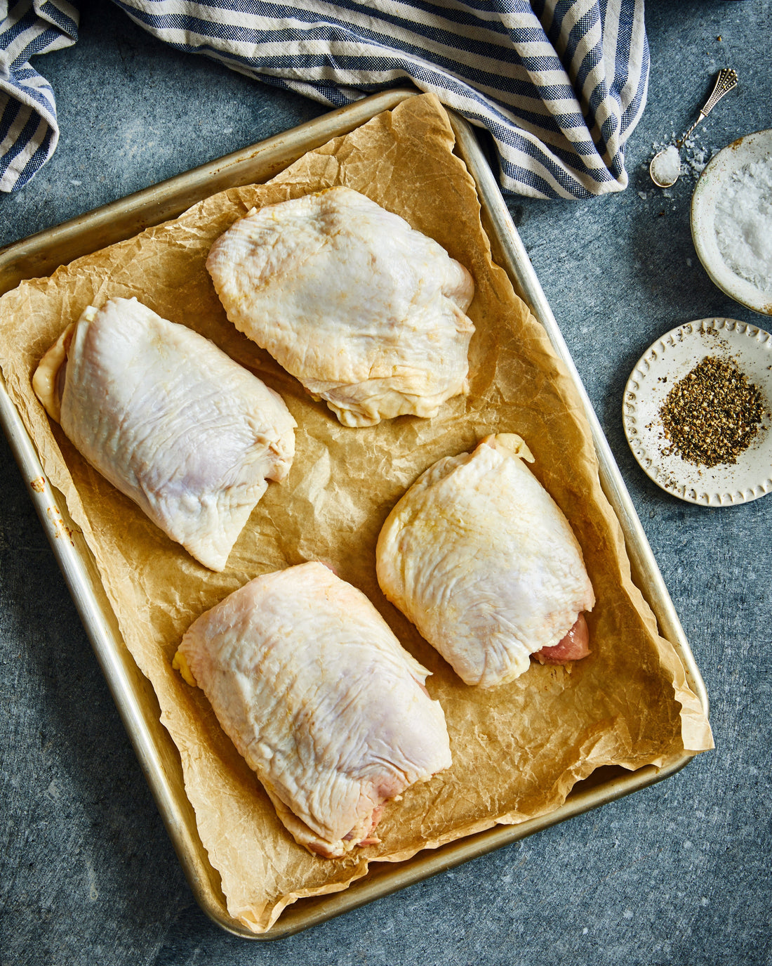 Bone-in pasture-raised chicken thighs from Meremont